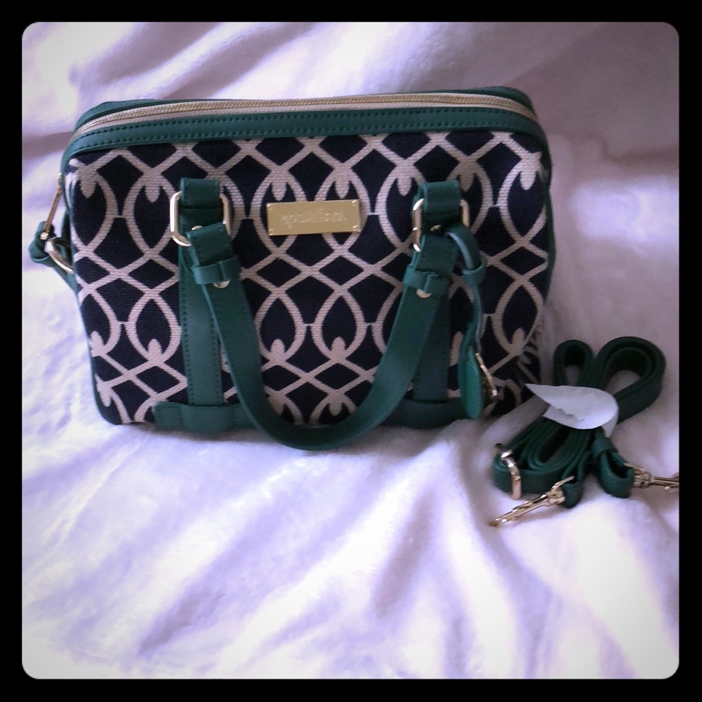 NWOT Spartina navy blue and green purse
